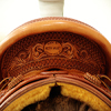 Half Breed Wade Saddle by Keith Valley Specs: Wade tree by Rick Reed 16 inch seat Gullet - 7 & 1/2H by 6 & 1/4W by 4 94 Degree Bars Horn - 3 & 5/8ths high by 4 & 1/2 Guatelajara Cantle - 4&1/2 inches high by 12&1/2 inches wide Cheyenne Roll - 1 & 3/4 inches 7/8ths flat plate riggin, Vaquero Geometric Border with Sheridan Style Floral Stainless Steel Hardware - by Harwood 4&1/2 inch Monel Stirrups Santa Barbara twisted stirrup leathers Full length stirrup leathers 32 inch 100% Mohair Roper Cinch 7 foot latigos - both sides Ready to ride and go to work.
